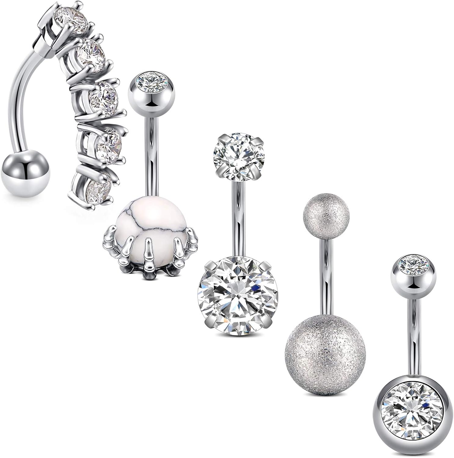 VCMART 14G Belly Bars Pack 10mm Belly Navel Button Rings Surgical Steel