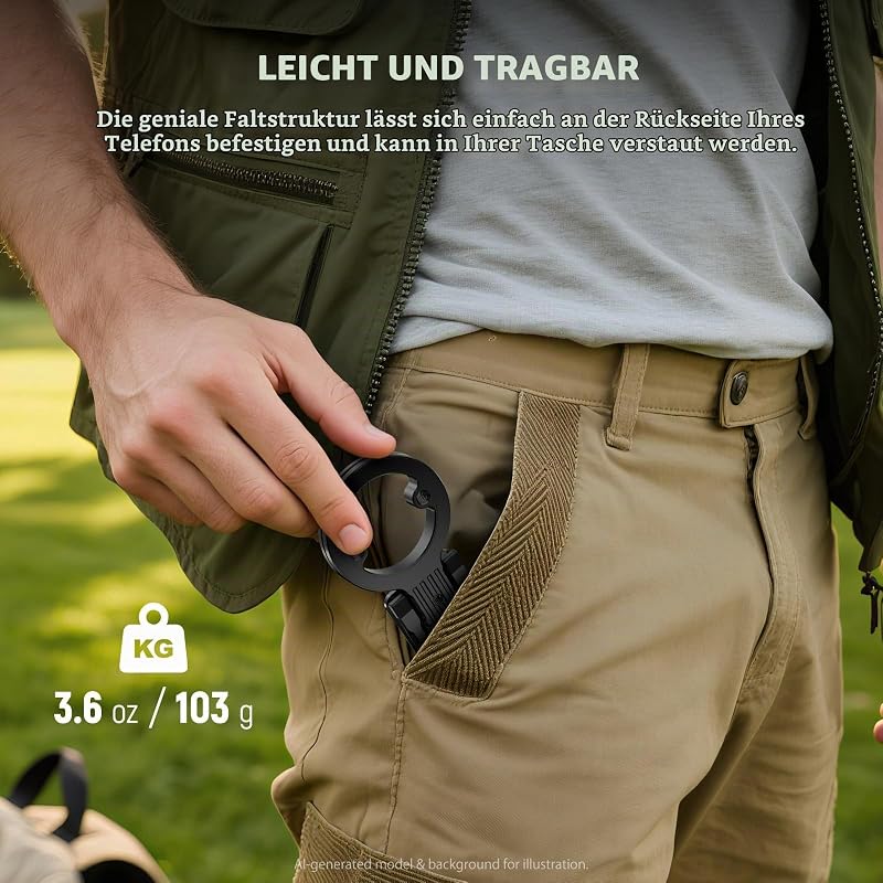 Magnetischer Handy Stativhalter, Metallhalterung für Mobiltelefone mit 1/4" Gewinde, Blitzschuh und Arca Aufnahme, kompatibel mit MagSafe iPhone, Huawei und Android für Videoaufnahmen, PA098