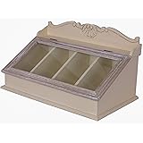 LANDHAUS BESTECKBOX BESTECKKASTEN TEEBOX HOLZ GLAS B-WARE KLEINE