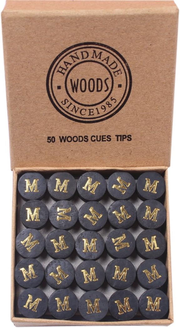 WOODS CUES 11 mm Snooker/Pool Cue Pigskin Layered Tip, Hard/Medium/Soft/Supper Soft, Black