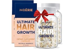 Moerie Hair Growth Supplement for Women & Men - Hair Skin and Nails Vitamins With Biotin, Q10 & Minerals - For Thicker, Fuller Hair & Hair Loss Treatment - Advanced Beadlet Delivery System - 120 Pills