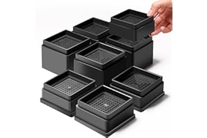 Sunifier Bed Risers Heavy Duty Adjustable 1-3 inch, Stackable Furniture Risers Up to 5000 LBs, Table Couch Sofa Lifts Risers for Frame Legs (Black,1-3 inch)