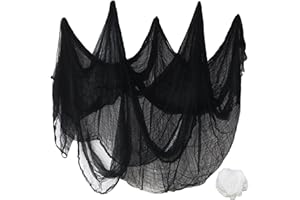 CH HAICHENG 79 x 276 Inch Halloween Black Creepy Cloth Decoration, Spooky Halloween Decorations Indoor Outdoor for Haunted House, Patio, Garden, Wall