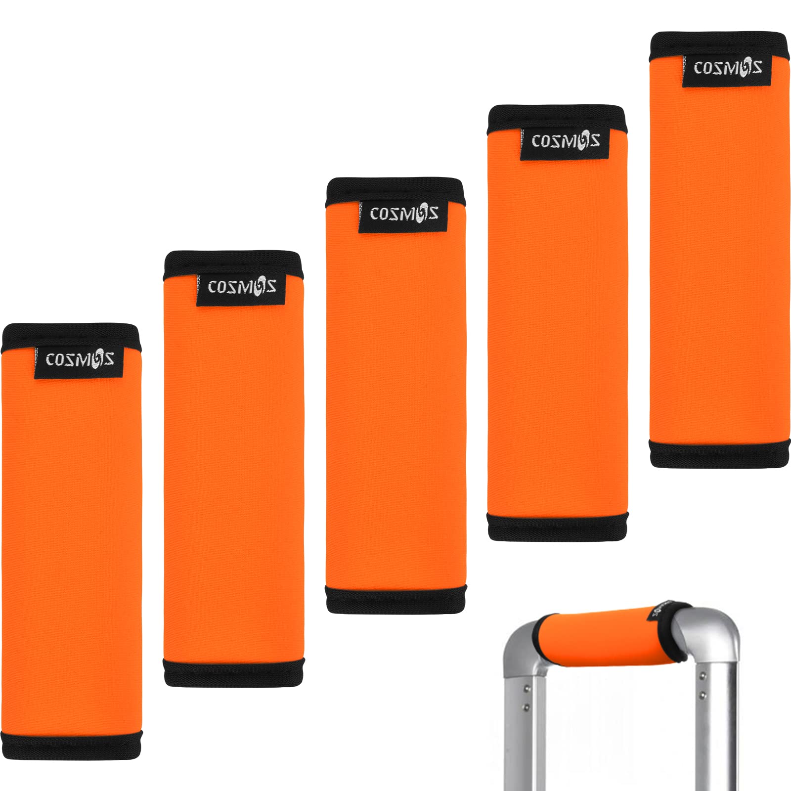 Cosmos 5 Pieces Fluorescence Orange Comfort Neoprene Handle Wraps/Grip/Identifier for Travel Bag Luggage Suitcase Travel Bag Luggage Suitcase Travel Bag Laptop Computer Tote Briefcases โ image 1