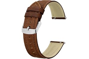 BISONSTRAP Extra Long Watch Bands 18mm 20mm 22mm 24mm, Leather Watch Straps for Men, XL Replacement Strap for Large Wrists