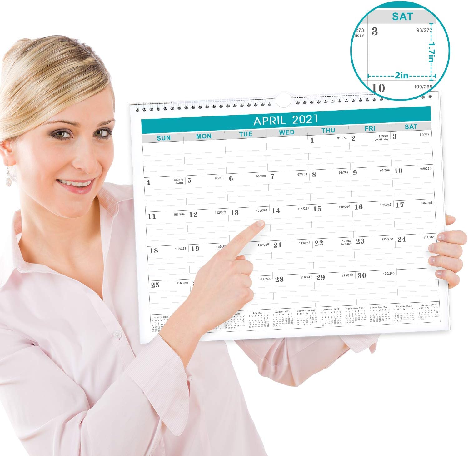 2021 Calendar - Monthly Wall Calendar with Julian Date, Thick Paper Perfect for Organizing & Planning, Yearly Planner + Yearly Overview, 11.5 x 15 Inches, Wire-Bound : Office Products