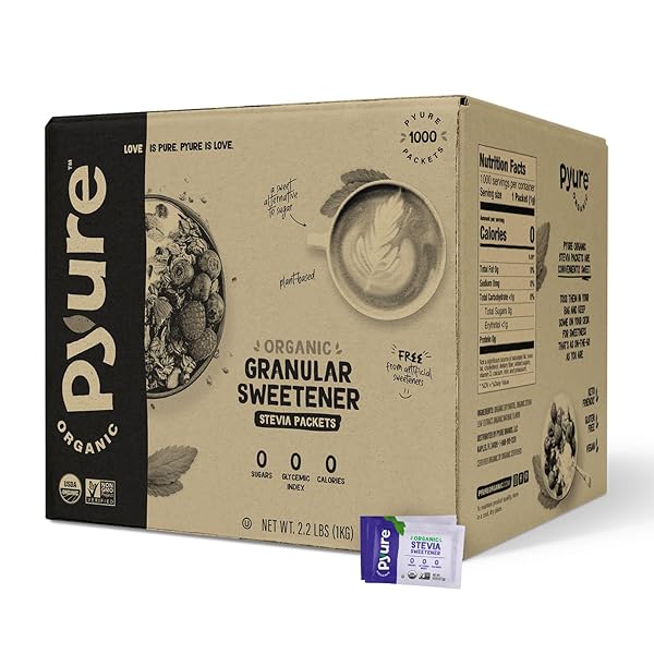PYURE ORGANIC STEVIA PACKETS | GRANULATED SUGAR PACKETS...