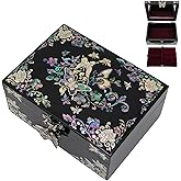 February Mountain Mother of Pearl Butterfly Jewelry Organizer Box with Ring Tray - Gifts for Women Unique gift for women who have everything