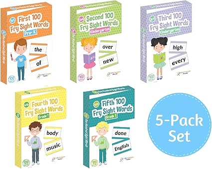 Amazon Com Little Champion Reader 500 Sight Word Large Sized Flashcards In 5 Pack Bundle Toys Games