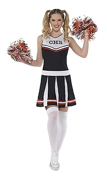 Smiffys SMIFFY 'S 47122 M Cheerleader Kostüm, schwarz, Medium, UK 12–14