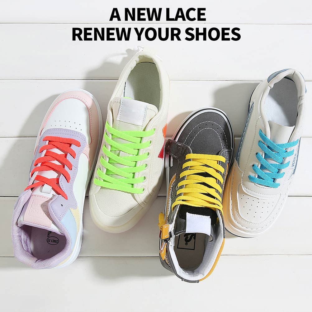 VSUDO 39" Flat Neon Green Shoe Laces For Sneakers, Neon Green Shoelace