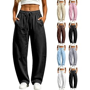ZGTWHZY Barrel Sweatpants Women 2026 Fall Winter Fashion Casual Baggy Wide Leg Comfy Flowy Workout Sweat Pants with Pockets