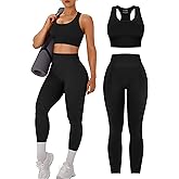 OLCHEE Womens Workout Sets 2 Piece - Acid Wash Seamless Yoga Outfits High Waist Leggings Padded Racerback Sports Bra Gym Set