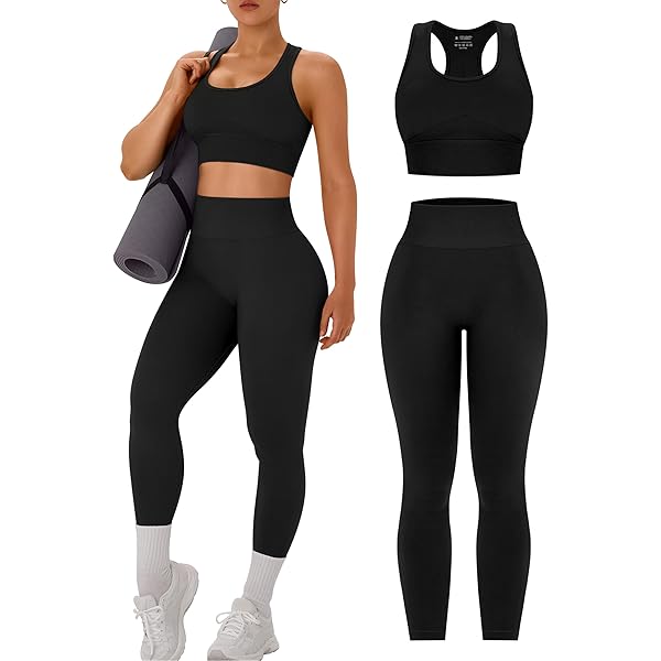 QQQ 2 Pece Seamless Acd Wash Hgh Wast Shorts Wth Sports Bra - Afflate | Workout Outft - View #6