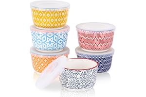 Selamica Ramekins with Lids, 8 oz Oven Safe Creme Brulee Ramekins with Covers, Souffle Dishes Pudding Custard Cups, Stackable