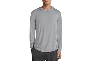 Latuza Men's Bamboo Viscose Hooded Pajama Top Long Sleeve Sleep Shirt