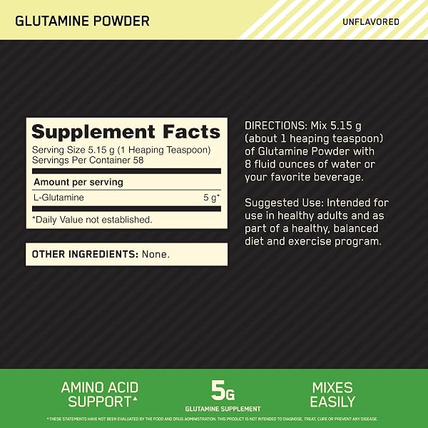 OPTIMUM NUTRITION L-GLUTAMINE MUSCLE RECOVERY POWDER, 10.6 OZ