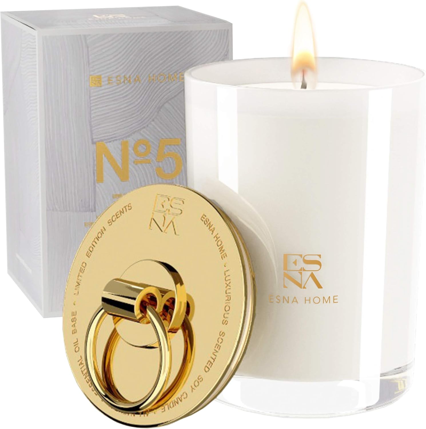 Amazon Com Aromatherapy Scented Candles Lavender Essential Oil 50 Hours Burn Gold Lid Soy White Candles Unique Gifts For Women Room Decor Candles For Home Scented Self Care Christmas Gifts For Women Home