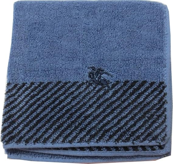 Amazon バーバリー Burberry メンズ タオルハンカチ ホースマーク刺繍 アンダー斜めストライプ ブルー ハンカチ 通販