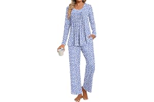 TAOHUADAO Womens Pajamas Set Plus Size Long Sleeve Tops and Pants Pjs Set Ladies Fall Winter 2 Piece Loungewear with Pockets