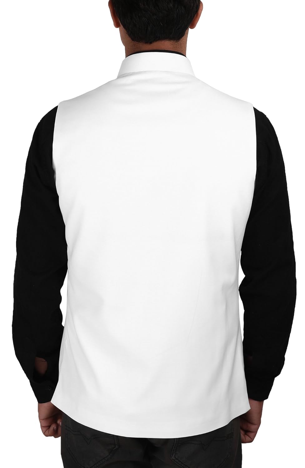 la rainbow mens cotton bandhgala modi jacket/waistcoat-white