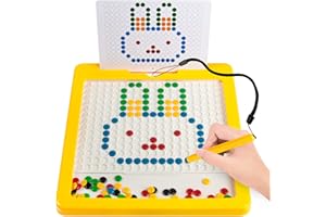 TENGTUNG Magnetic Drawing Board for Toddlers Jumbo Magnetic Doodle Board with Magnetic Pen and Beads Magnetic Dot Art Educational Toddler Toys Travel Toys for 3 4 5 Year Old Boys Girls (12.5"x12.5")