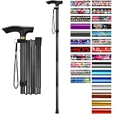 supregear Folding Cane, 5-Level Adjustable Height Walking Stick Lightweight Collapsible Portable Travel Cane with Wrist Strap and T Handle for Elderly Disabled Men Women