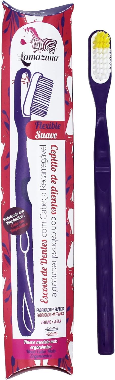 Lamazuna Cepillo de dientes reutilizable de bioplástico de dureza media 50 ml