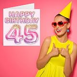 Stuff4 45th Birthday Card for Women Pink Purple Glitter Balloons 145mm view 7