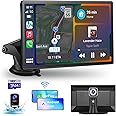 cogamichi 9 Inch Portable Car Screen Compatible with Apple Carplay and Android Auto: Wireless Carplay Screen for Car with 4K Dash Cam, 1080P Backup Camera, Navigation, FM, AirPlay, AUX, 64GB Card