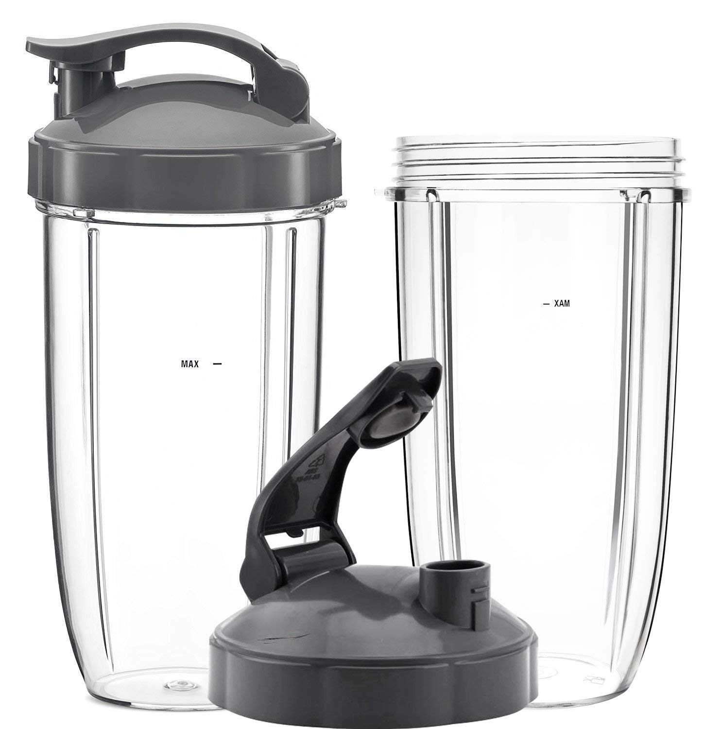 Replacement Cups Compatible with Nutribullet 600w/900w Blender Accessories by Poweka 18OZ 24OZ 32OZ Cup with Flip Top to-Go Lid Rubber Gaskets