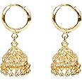 Efulgenz Gold Tone Indian Hoop Earrings Hoop Jhumka Earrings for Women Traditional Bridal Wedding Bollywood Jewelry Jhumka Jhumki Dangle Earrings Set Indian Jhumkas for Women