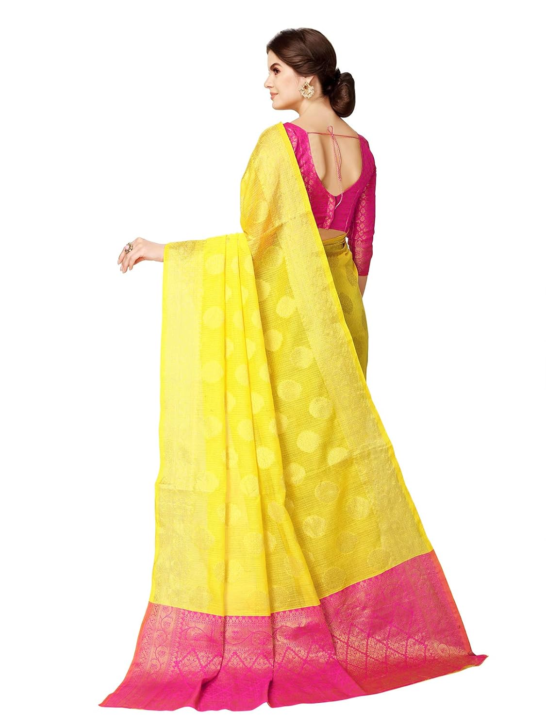 glory sarees women's maheshwari silk fabric (maheshwarisilk104_yellow_pink)