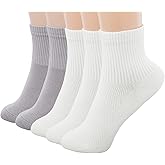 JOYZOO Women's Mesh Crew Socks (5-Pairs) - 95% Cotton Breathable Everyday Above Ankle Thin Socks Fit for Running, Casual