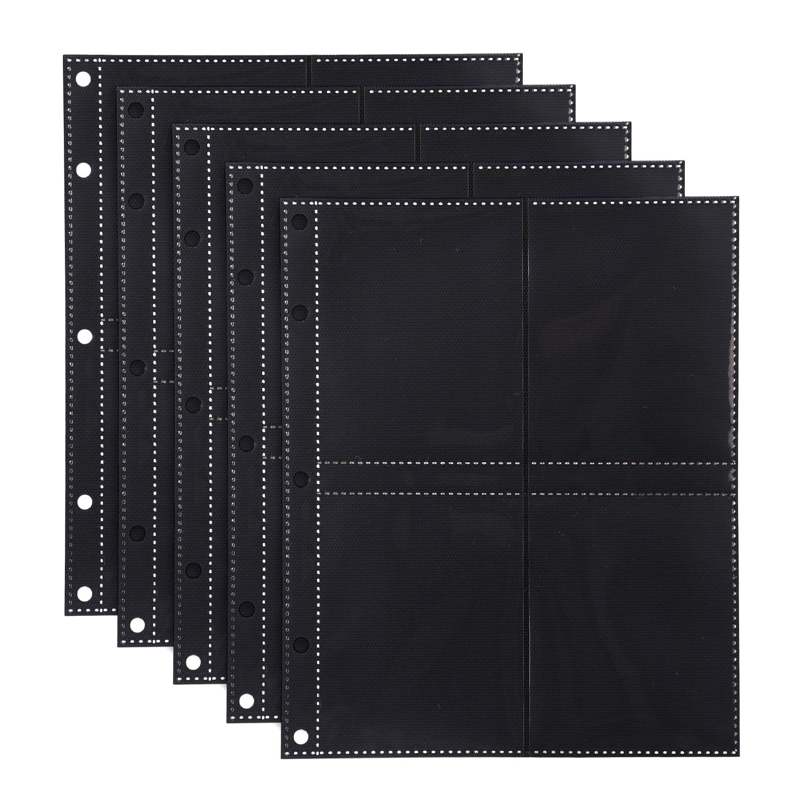 100pcs Top Loader Sleeve with 4 Pockets, Transparent Double-Sided Pocket Trading Card Sheets Pages Game Card Storage Sleeves Protector for Storage Display (Black)