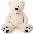 MorisMos Smile Giant Teddy Bear, 51inch Large Stuffed Bears with Big Footprints, Big Stuffed Animals Cuddly Plush Gifts for Girlfriends, Boyfriend, White