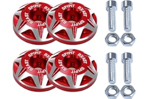 TONGZE License Plate Screws: M6 Screw Bolts License Plate Screw Kit CNC Carved Aluminum Alloy Automobiles Trucks Motorcycle License Plate Bolts (12Pcs- Red)