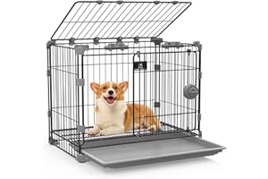 FLARUZIY Dog Crate for Medium Dogs,30 inch Metal Dog Kennel Indoor Wire Dog Cage with Sliding Door and Removable Tray,Open Top Pet Crate for Medium