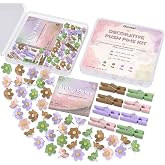 Decorative Flower Push Pins Kit, 48 PCS Cute Thumb Tacks for Bulletin Board | 40 Flower Push Pins, 8 Wooden Clips &amp; Sticky Notes&mdash;Matching Aesthetic Cork Board Accessories for Home, Office, Classroom