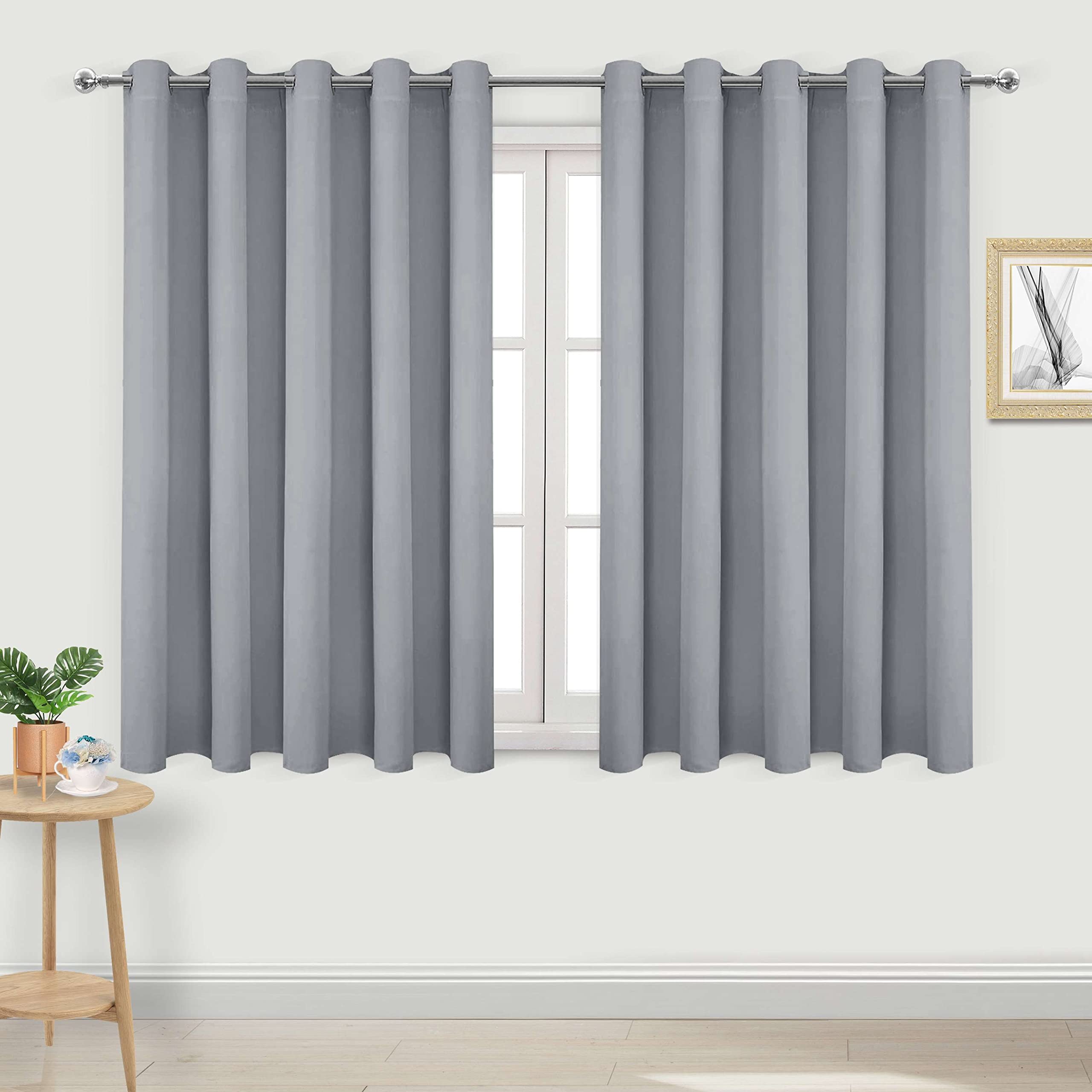 DWCN Blackout Curtains for Bedroom - Thermal Insulated Light Blocking Eyelet Window Curtains for Living Room 66 x 54 inch Length, Silver Grey, 2 Panels — image 1
