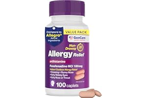 GenCare Allergy Relief Pills - Fexofenadine 180mg 24 Hour Non-Drowsy Allergy Medicine Antihistamine, Compare to Allegra 24 Hour Non Drowsy Pills for Itchy Eyes, Runny Nose, Hives (100 Count)