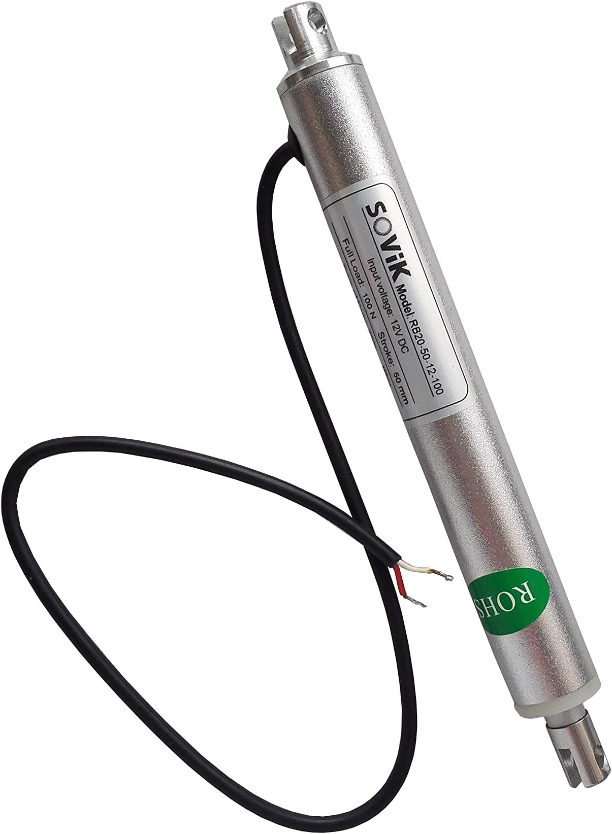 SOViK 12V 2 inch Stroke Micro Linear Actuator 44lbs Maximum Lift, Round Tube Diameter 0.8", Internal Limit Switch