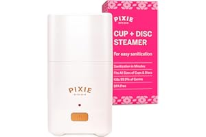 Pixie Menstrual Cup and Disc Sterilizer + - Kill 99.9% of Germs with Menstrual Cup Cleaner Steamer Solution - Period Cup Ster