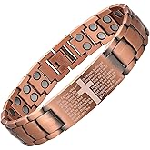 MagEnergy Copper Bracelet for Men, Cross Copper Magnetic Bracelet with Ultra Strength Magnets, Adjustable Link Jewelry Box Gift (Sizing Tool)
