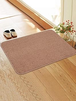 Saral Home Anti Slip Polyester Door Mat- 40x60 cm, Brown