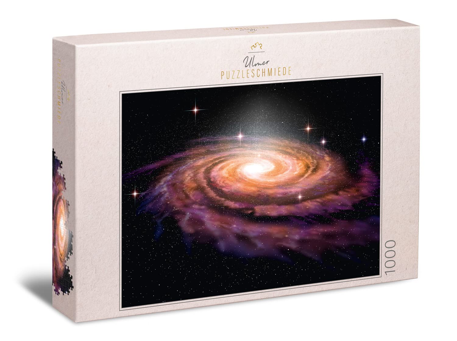 Ulmer Puzzleschmiede - Puzzle 'Galaxy' - 1000 Piece Space & Universe jigsaw Puzzle, Made in Germany - Spectacular Spiral Galaxy as 3D Illustration - Andromeda Nebula, Astronomy, Deep Space
