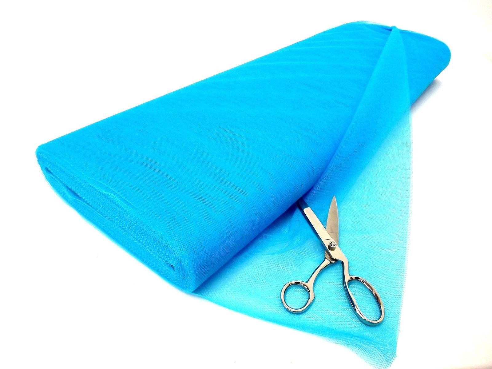 Dress Net 100% Polyester Tulle Fabric Material - FLO Blue, 40Mtr 4000cm x 150cm