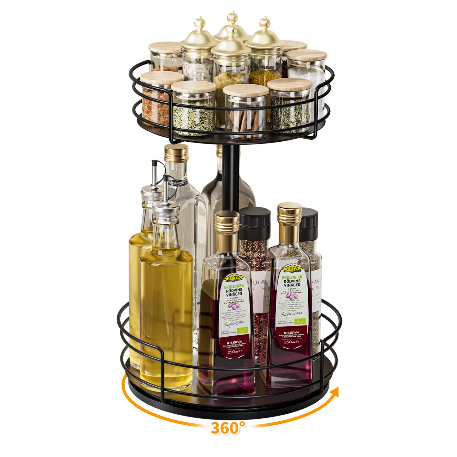 AIRUJIA Metal Rotating Spice rack, Lazy Susan Turntable Organizer, Spice Racks Free Standing, Multi-Functional Spice Rack for Kitchen Storage, Revolving Condiment Holder, Seasoning organizer
