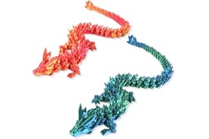 Jefuzh 2 Pcs 15.7in Large Size 3D Printed Dragon,3D Crystal Dragon Fidget Toy for Autism/ADHD,Dragon 3D Executive Desk Toys,Home Office Decor (Red Green)