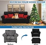 XINEAGE 1 Seater Stretch Jacquard Armchair Slipcover Black view 2